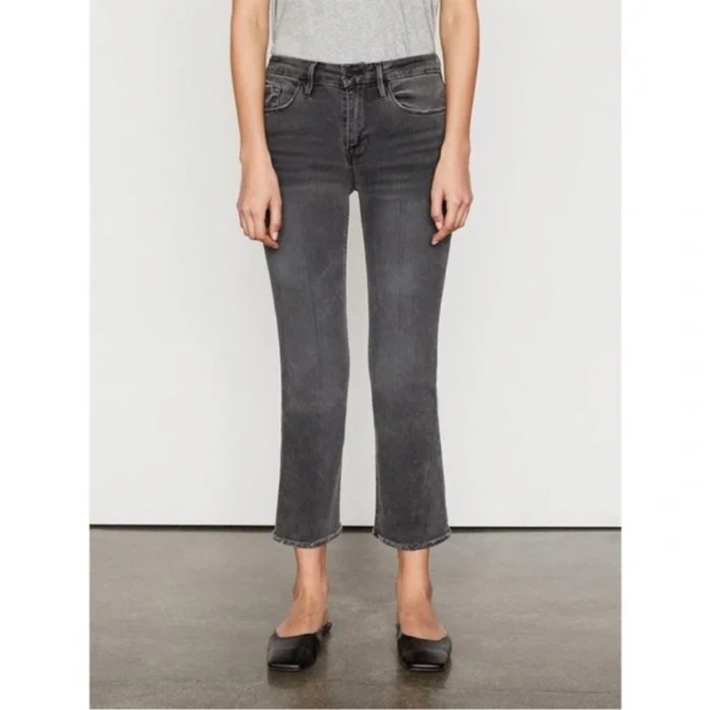 FRAME Le Crop Mini Boot Turn Back Hem in color Octavia (Washed Black) Size 25